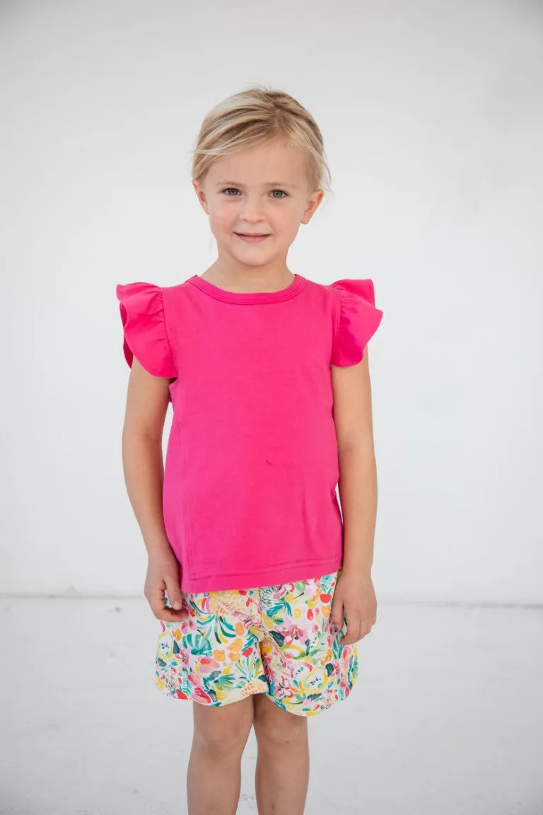 Fuchsia Ruffle Knit Top