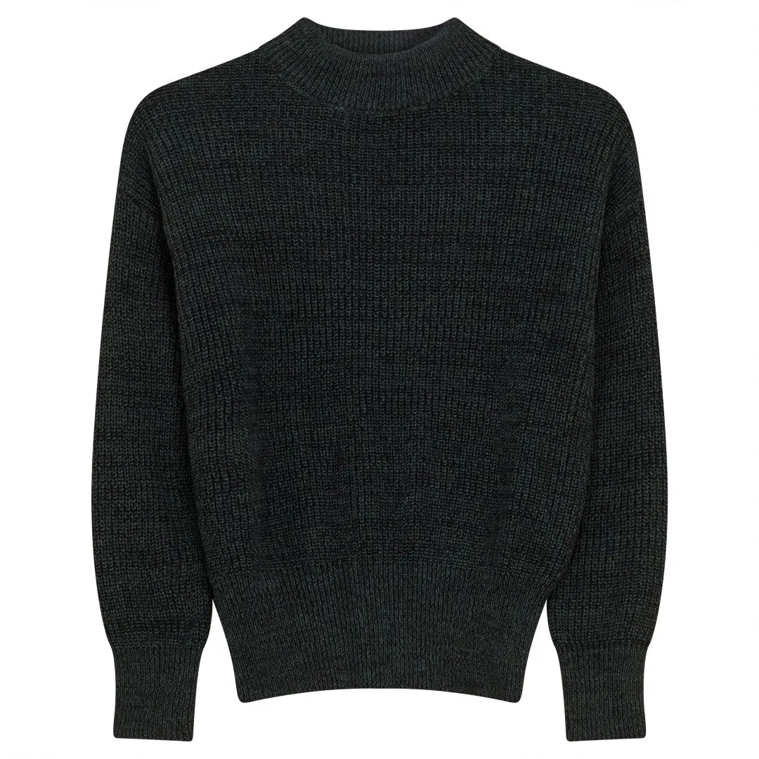 Gem Marled Knit Mock Neck Black Longsleeve Sweater