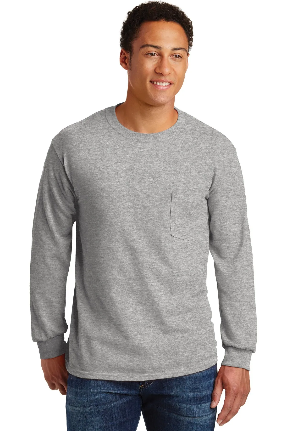 Gildan® - Ultra Cotton® 100% Cotton Long Sleeve T-Shirt with Pocket.  2410