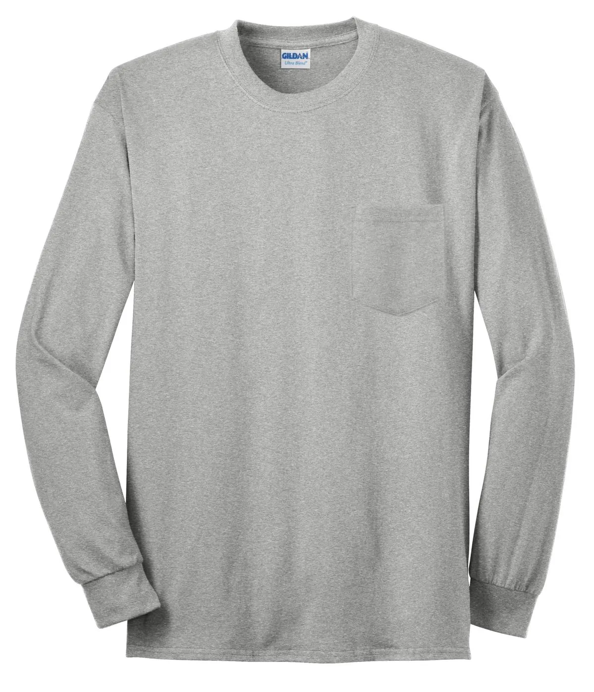 Gildan - Ultra Cotton 100% US Cotton Long Sleeve T-Shirt with Pocket. 2410