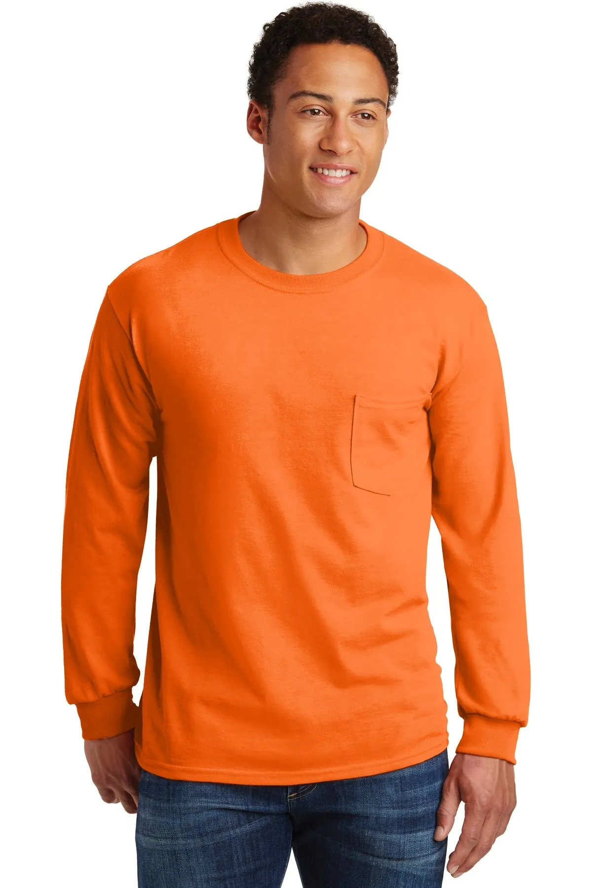 Gildan - Ultra Cotton 100% US Cotton Long Sleeve T-Shirt with Pocket. 2410