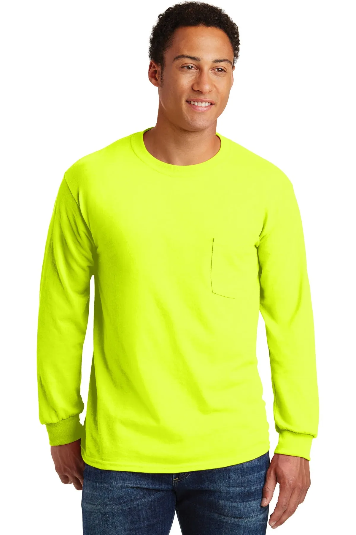 Gildan - Ultra Cotton 100% US Cotton Long Sleeve T-Shirt with Pocket. 2410