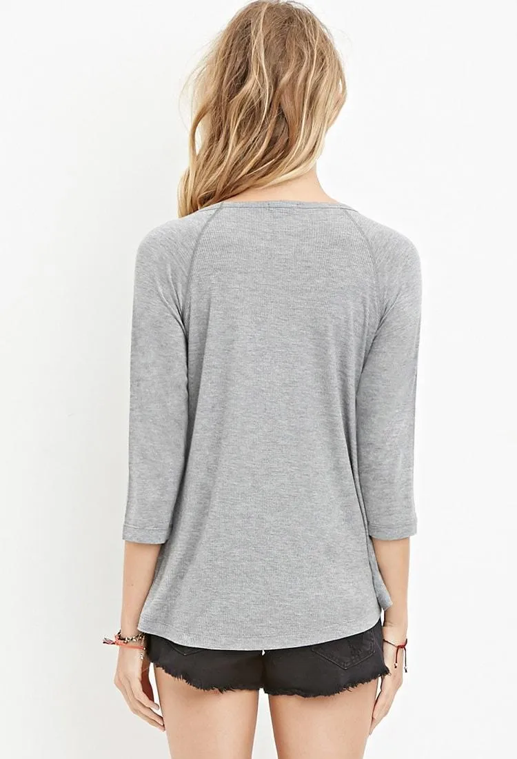 Grey Slub Knit Top