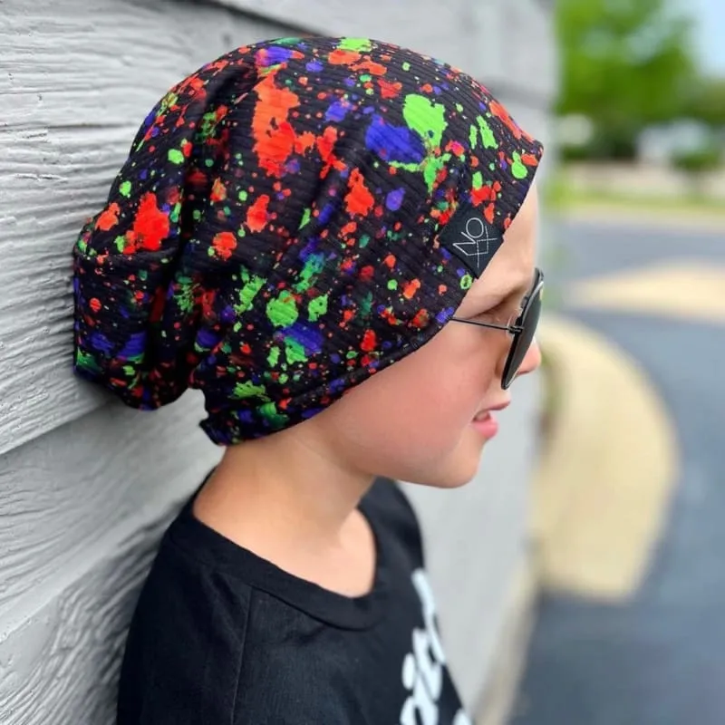 Halloween Paint Splatter | Ribbed Knit Beanie - Newborn