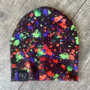 Halloween Paint Splatter | Ribbed Knit Beanie - Newborn