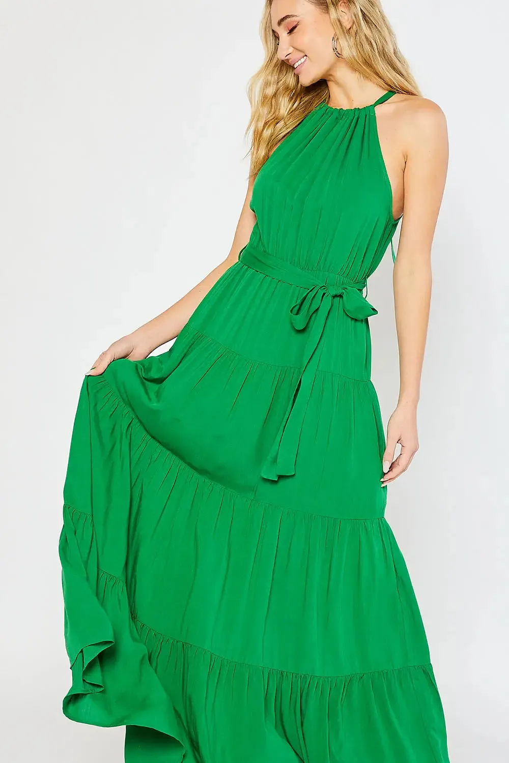 Halter Tiered Maxi Dress