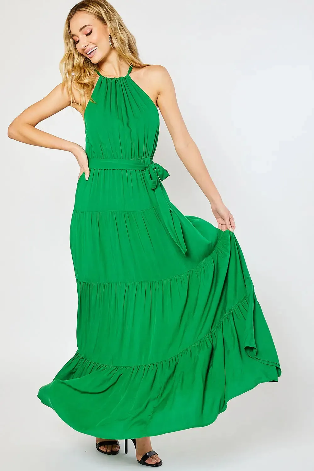 Halter Tiered Maxi Dress