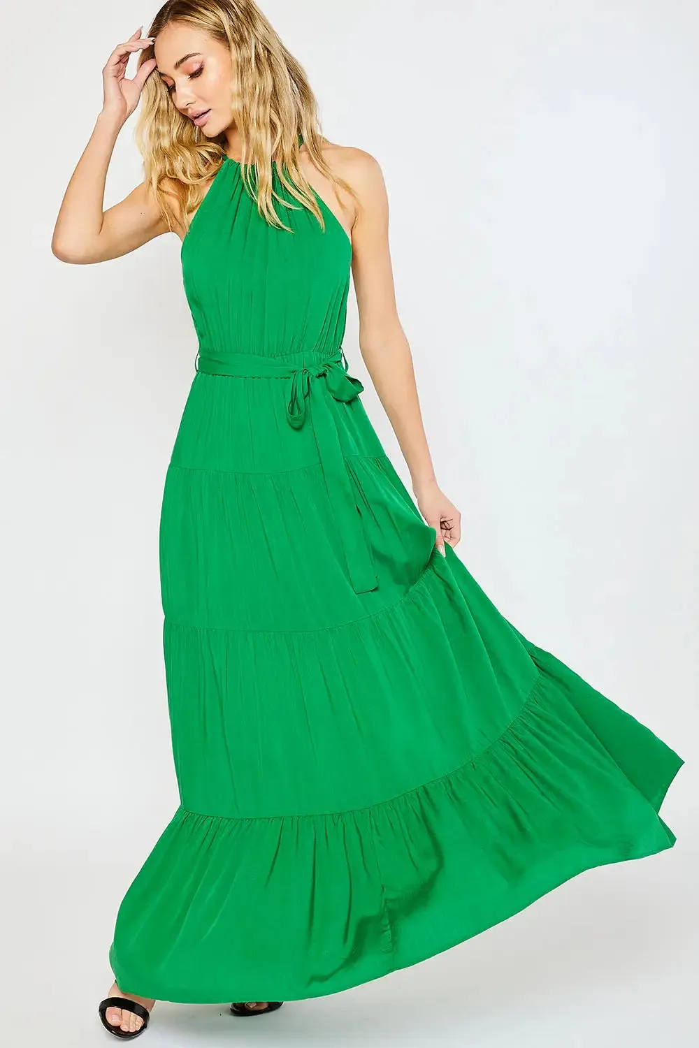 Halter Tiered Maxi Dress