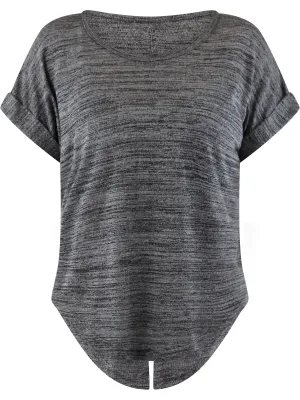 Heathered Knit Tie-Back Tee Top