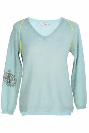 HELMA Light Blue Crystal Skull Jumper