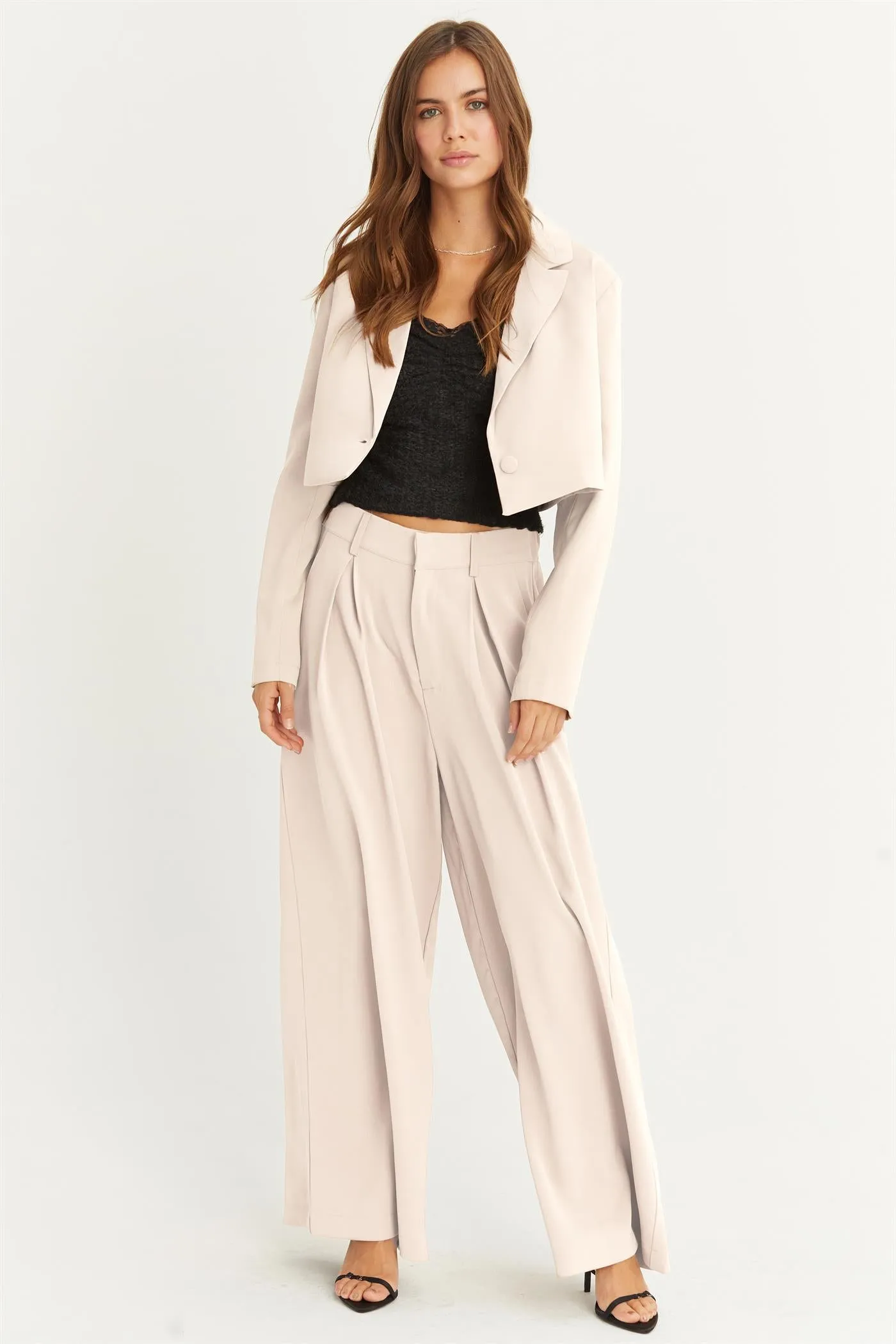 HF24G120-SET-CROPPED BLAZER AND WIDE LEG PANTS SET