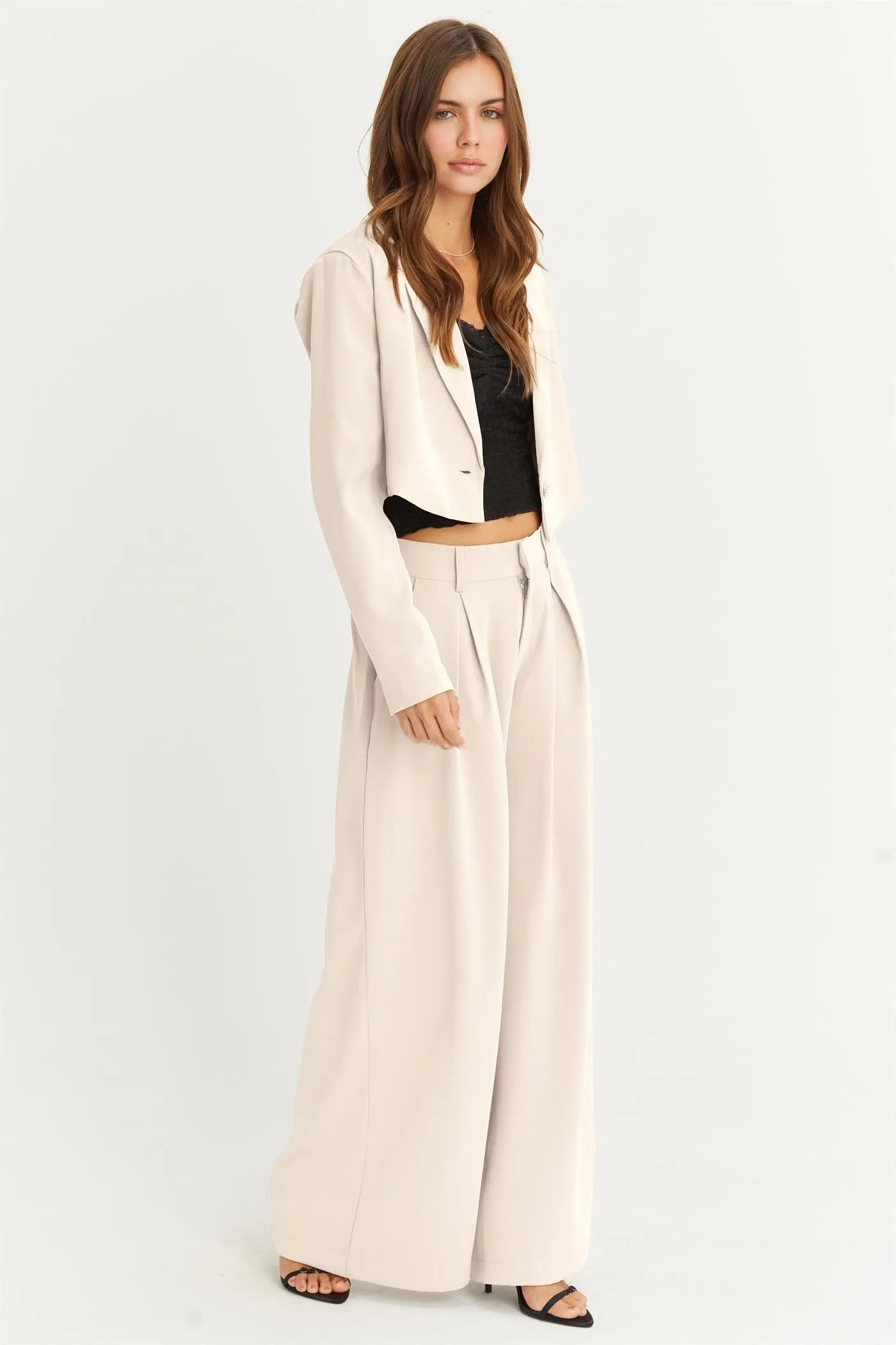 HF24G120-SET-CROPPED BLAZER AND WIDE LEG PANTS SET