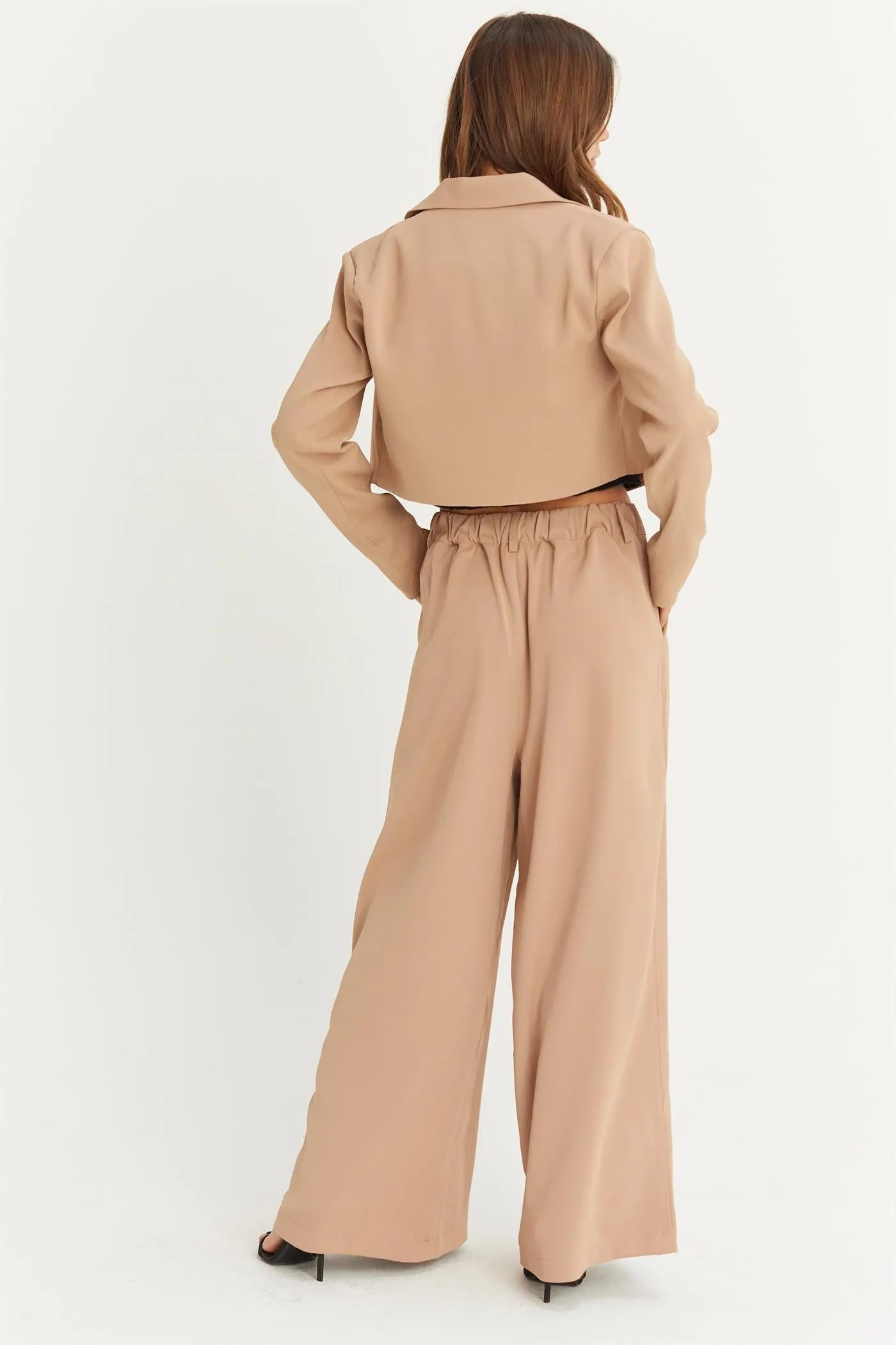 HF24G120-SET-CROPPED BLAZER AND WIDE LEG PANTS SET