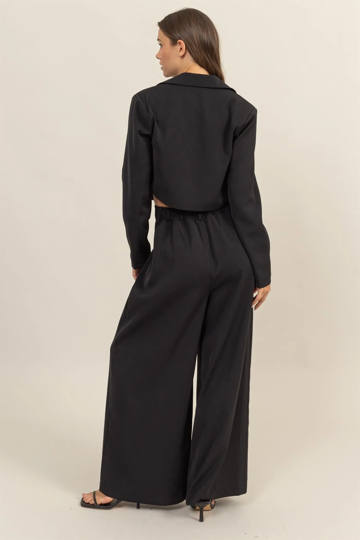 HF24G120-SET-CROPPED BLAZER AND WIDE LEG PANTS SET