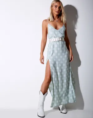 Hime Maxi Dress in Sage Daisy