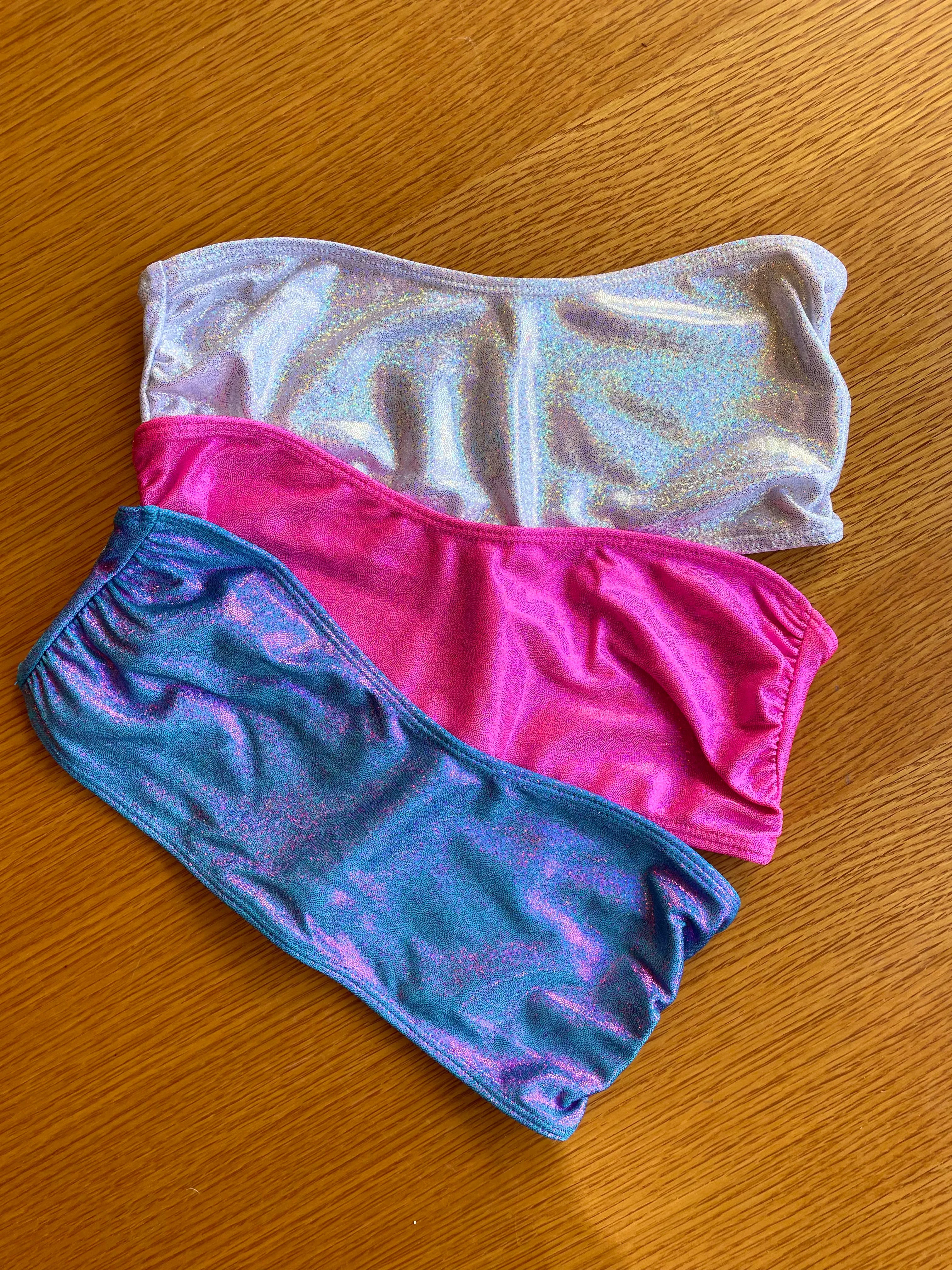 Hologram Swim Bandeau Top in Neon Pink