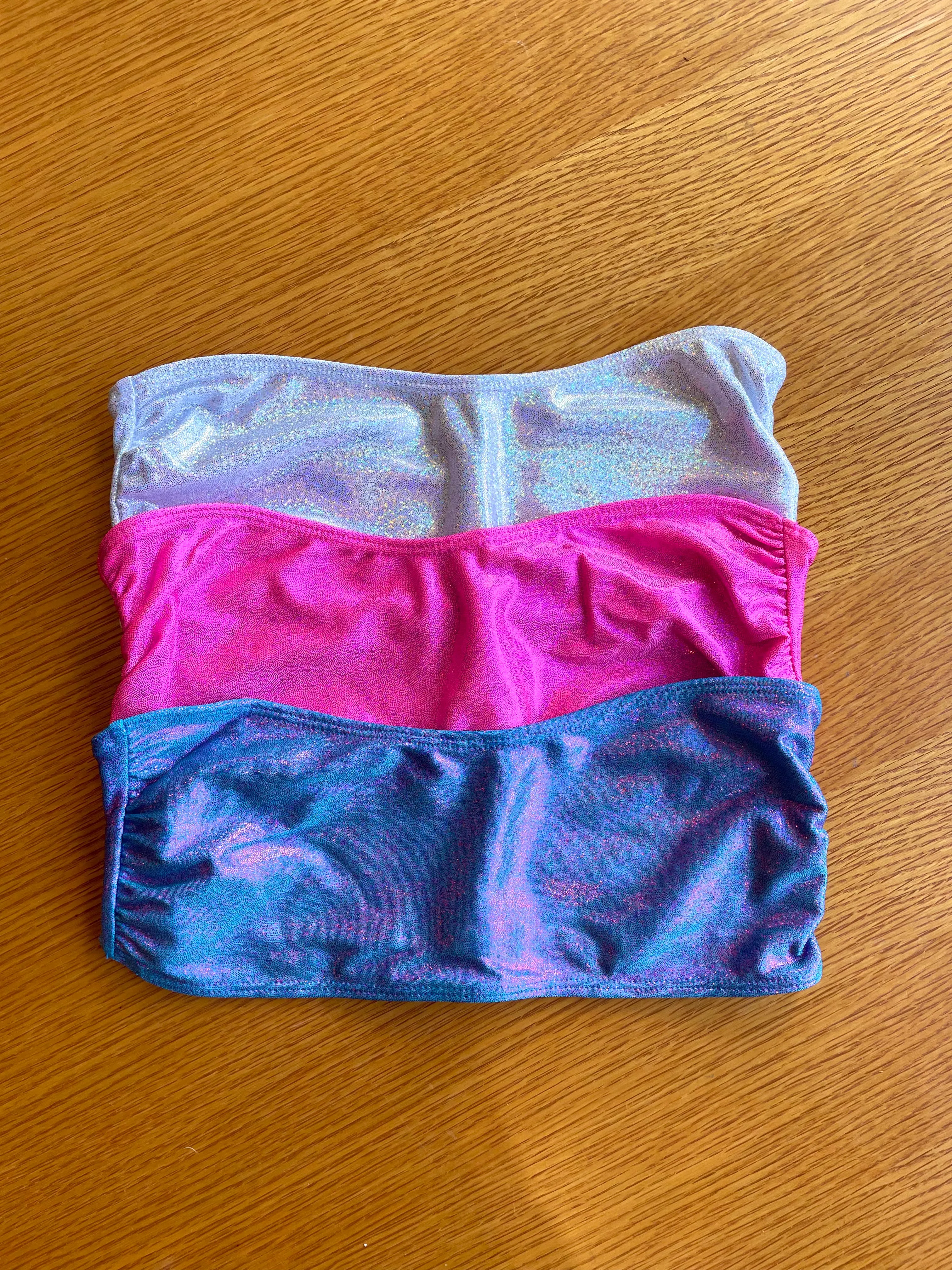 Hologram Swim Bandeau Top in Neon Pink