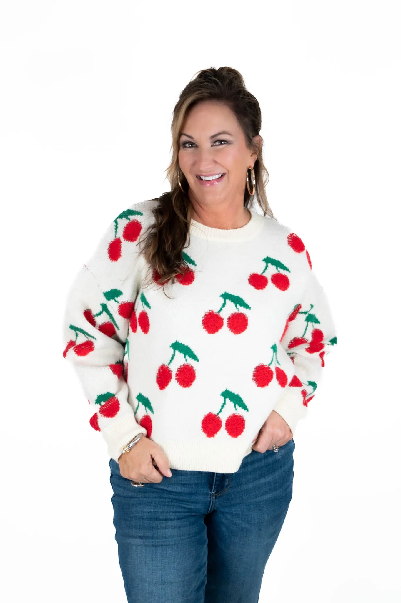 Ivory Cherry Sweater