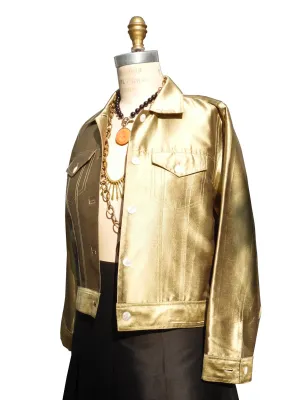 Jean Jacket Thai Silk And Mother Of Pearl Brass Eggplant