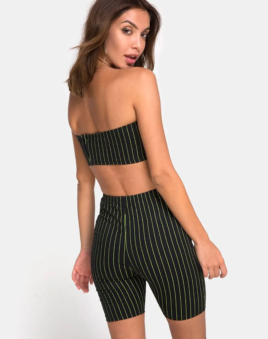 Jeevan Bandeau Top in Neon Pinstripe