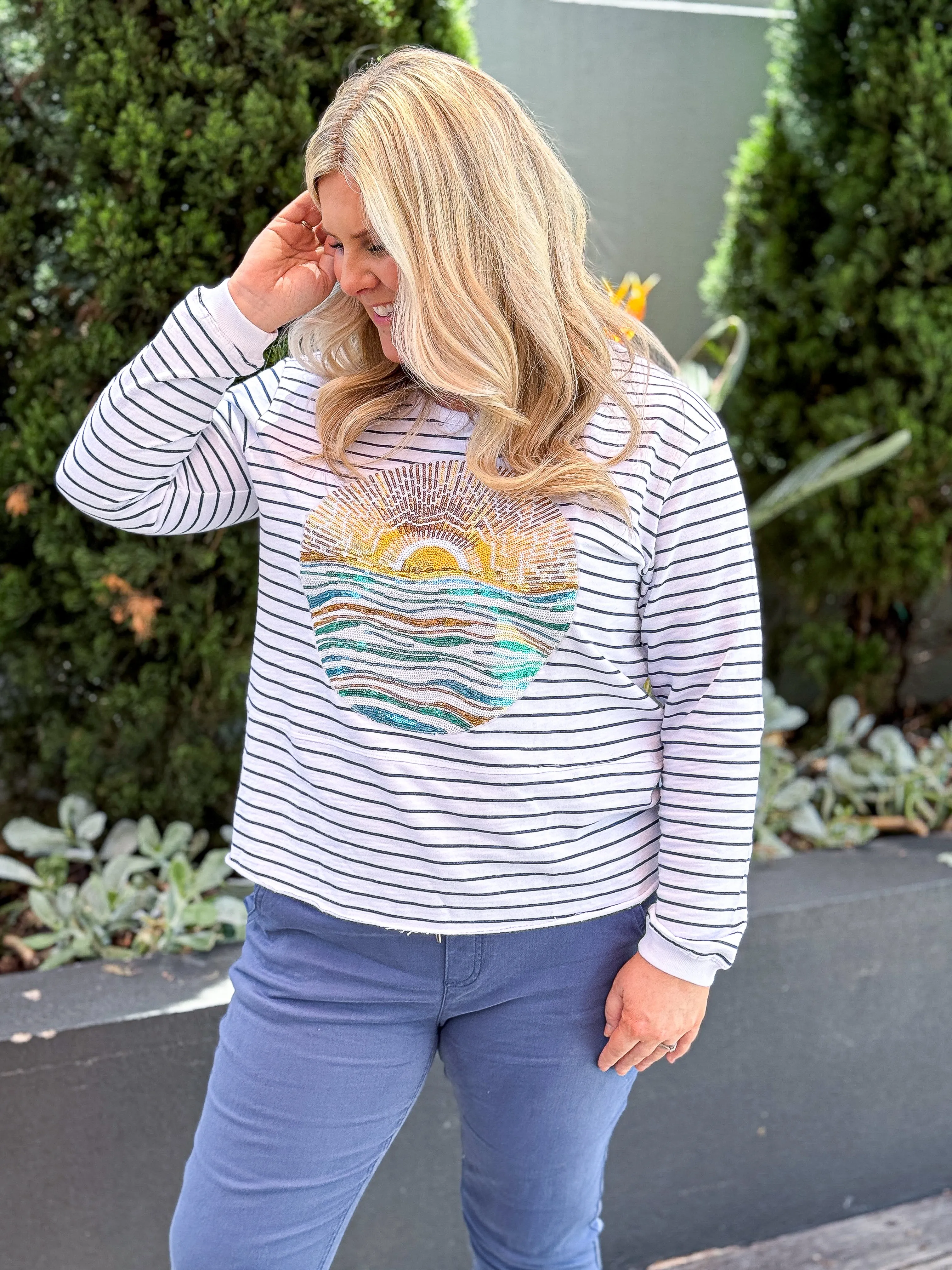 Jen Sweater Navy Stripe Ocean Sun