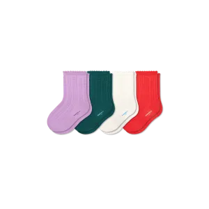 Junior Pointelle Calf Sock 4-Pack