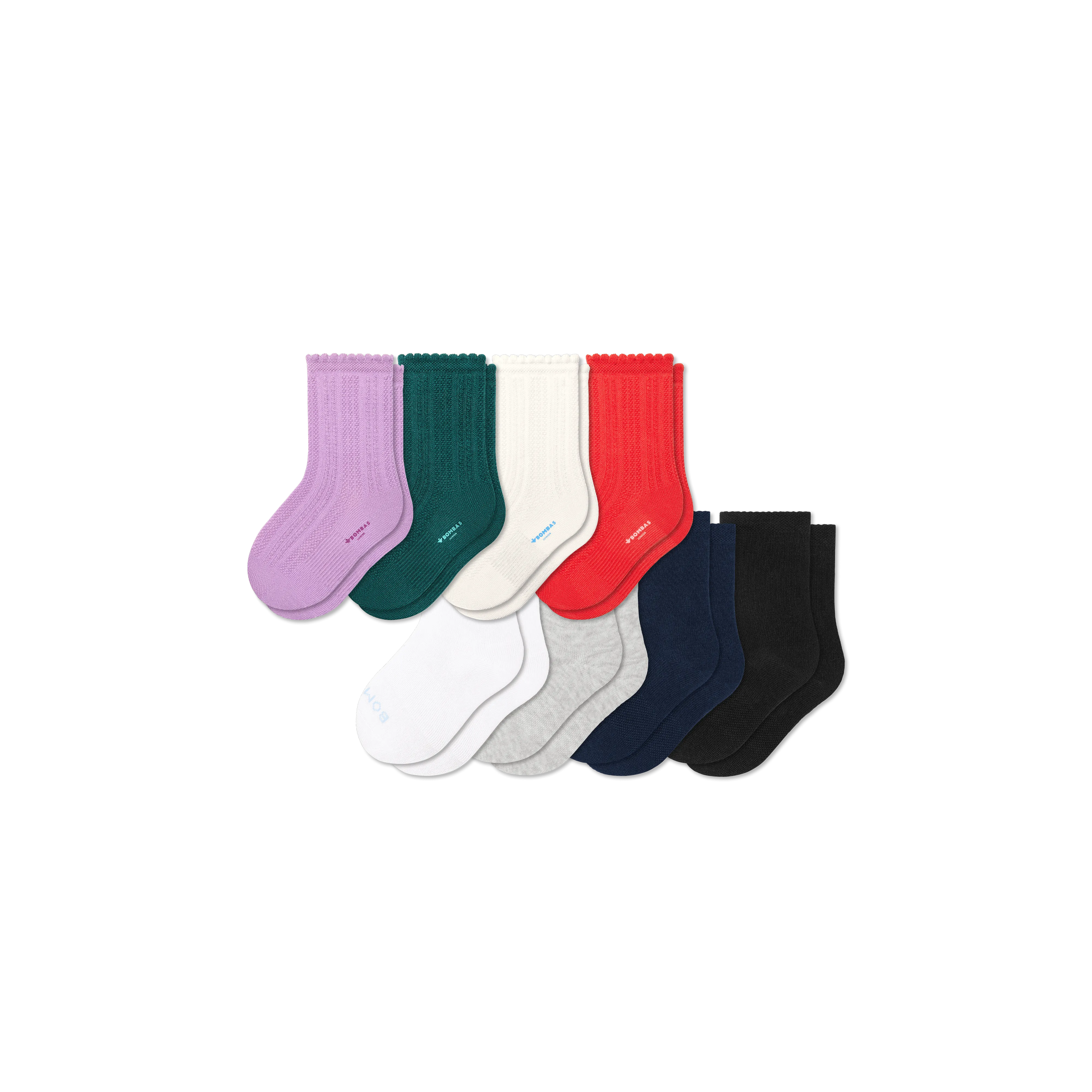 Junior Pointelle Calf Sock 8-Pack