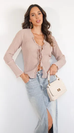 Kaetlynn Longsleeve Knit Top in Nude