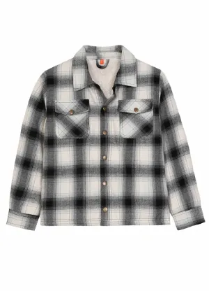 Kids Matching Family Black White Plaid Flannel Shacket