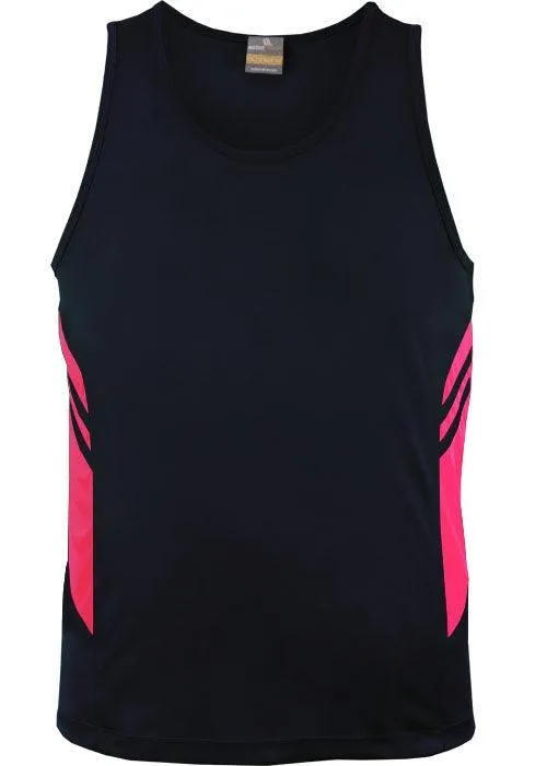 Kids Tasman Singlet Navy/Neon Pink