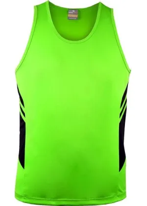 Kids Tasman Singlet Neon Green/Black