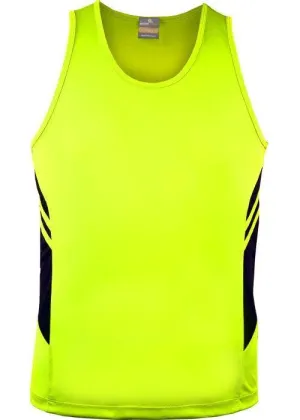 Kids Tasman Singlet Neon Yellow/Black