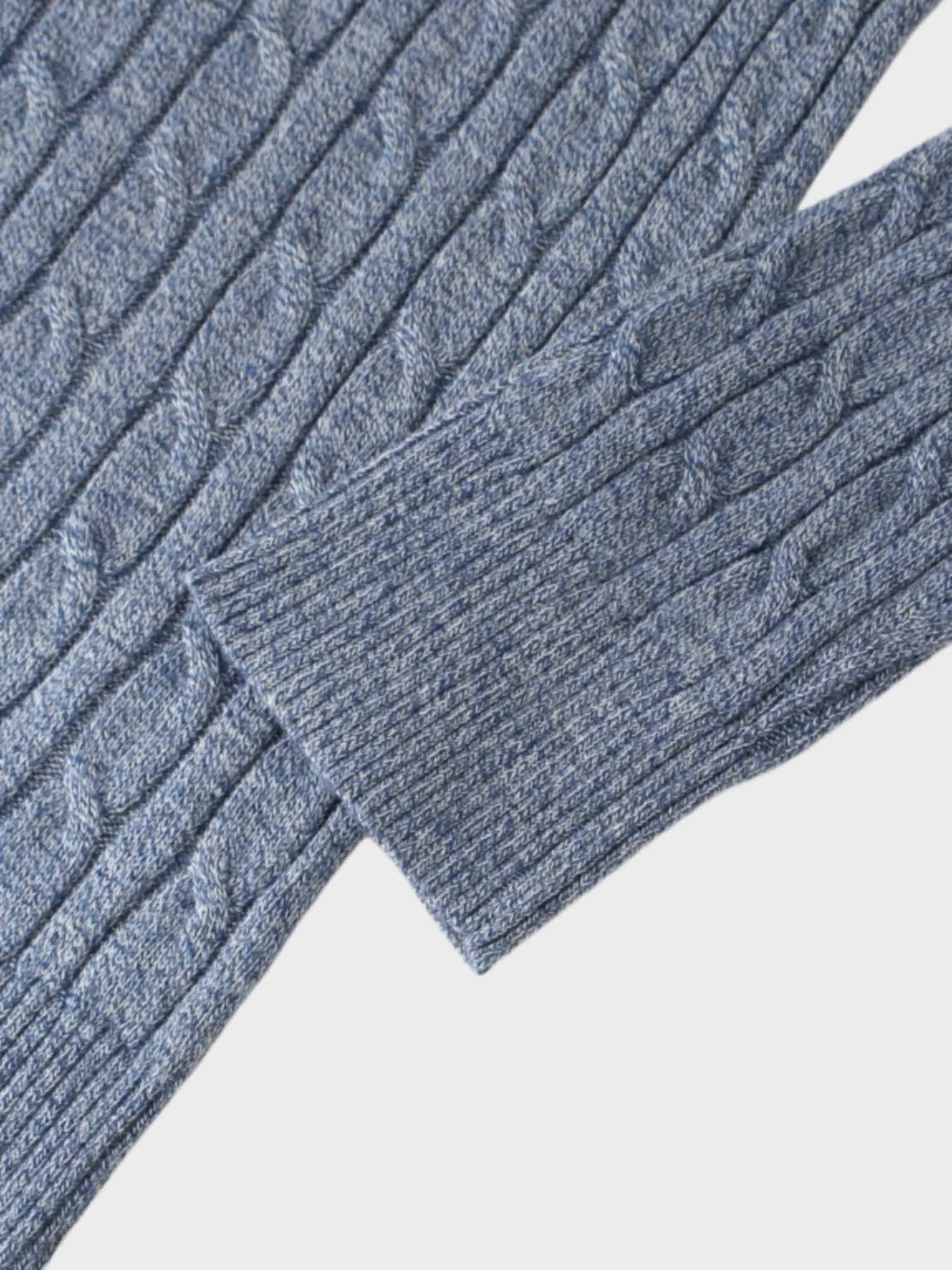 Knit Cable Sweater-Heathered Blue