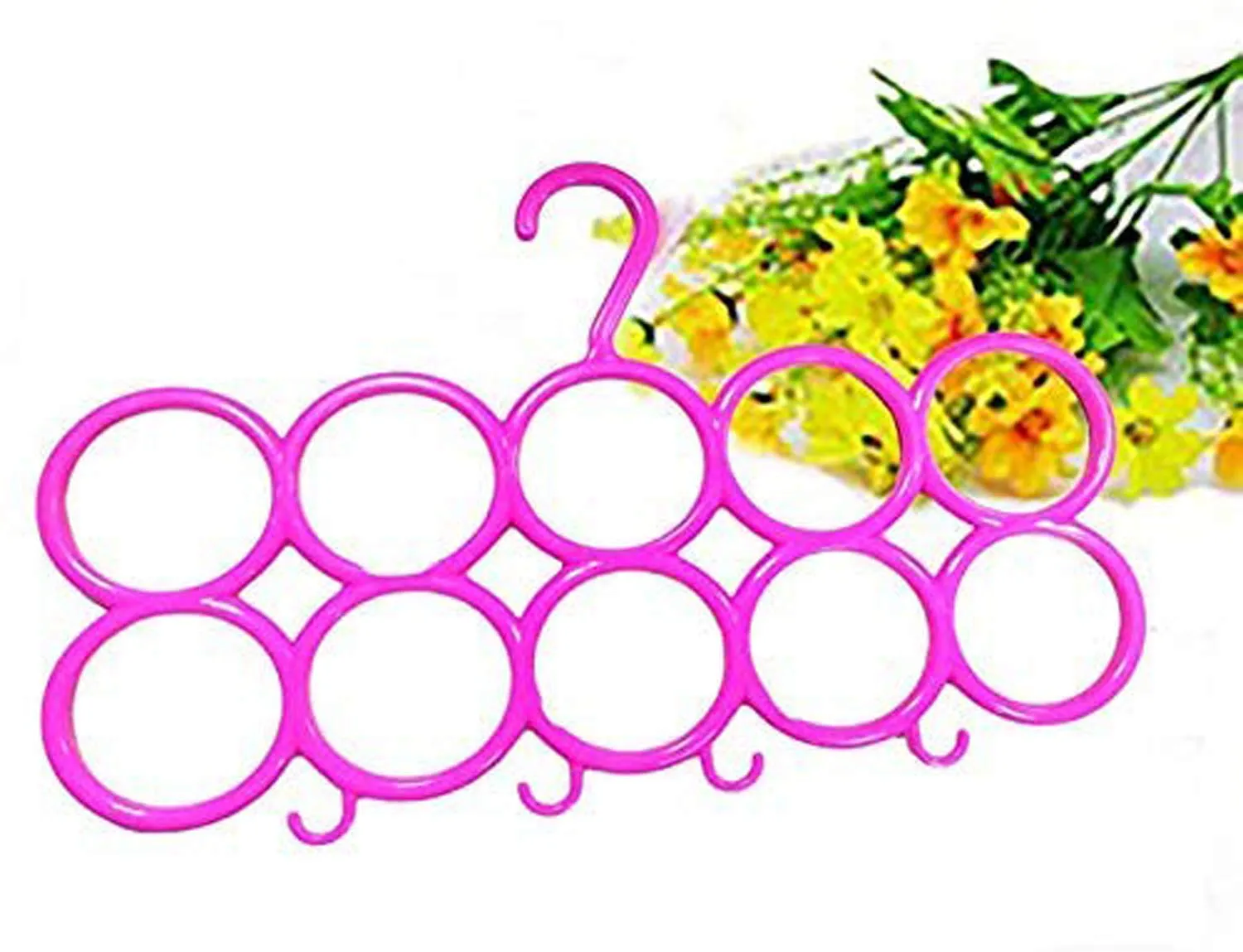 Kuber Industries 10-Circle Plastic 3 Pieces Ring Hanger for Scarf, Shawl, Tie, Belt, Closet Accessory Wardrobe Organizer (Multicolour) - CTKTC30755