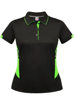 Ladies Tasman Polo Black/Neon Green