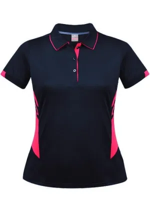 Ladies Tasman Polo Navy/Neon Pink