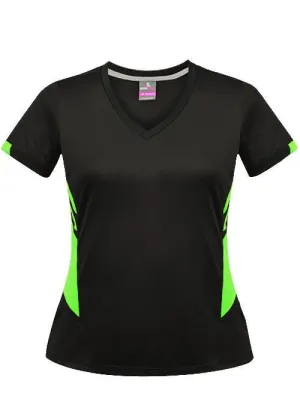 Ladies Tasman Tee Black/Neon Green