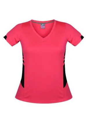 Ladies Tasman Tee Neon Pink/Black