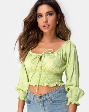 Lancer Crop Top in Satin Rose Lime