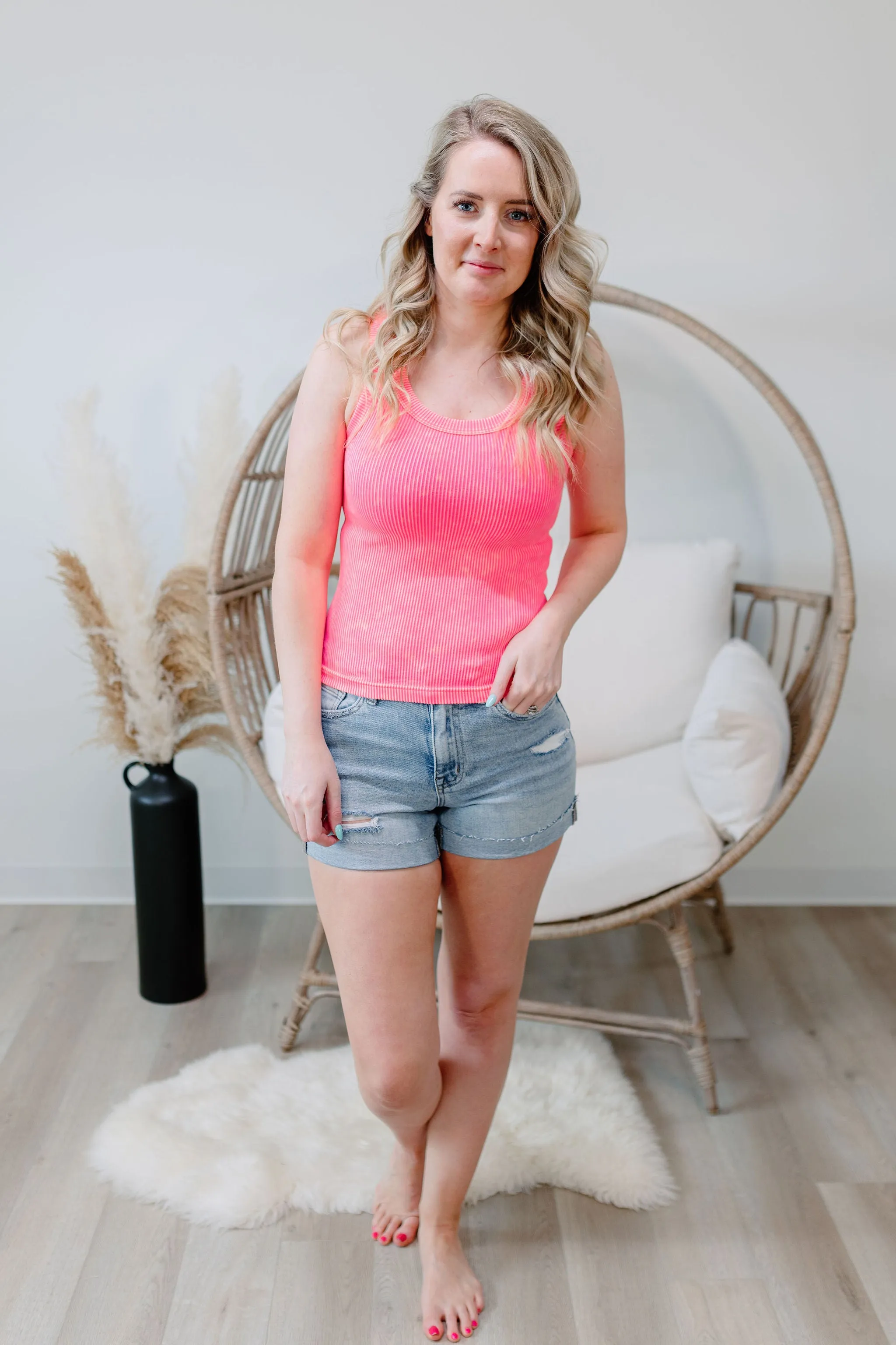 Larissa Tank Top - Neon Coral