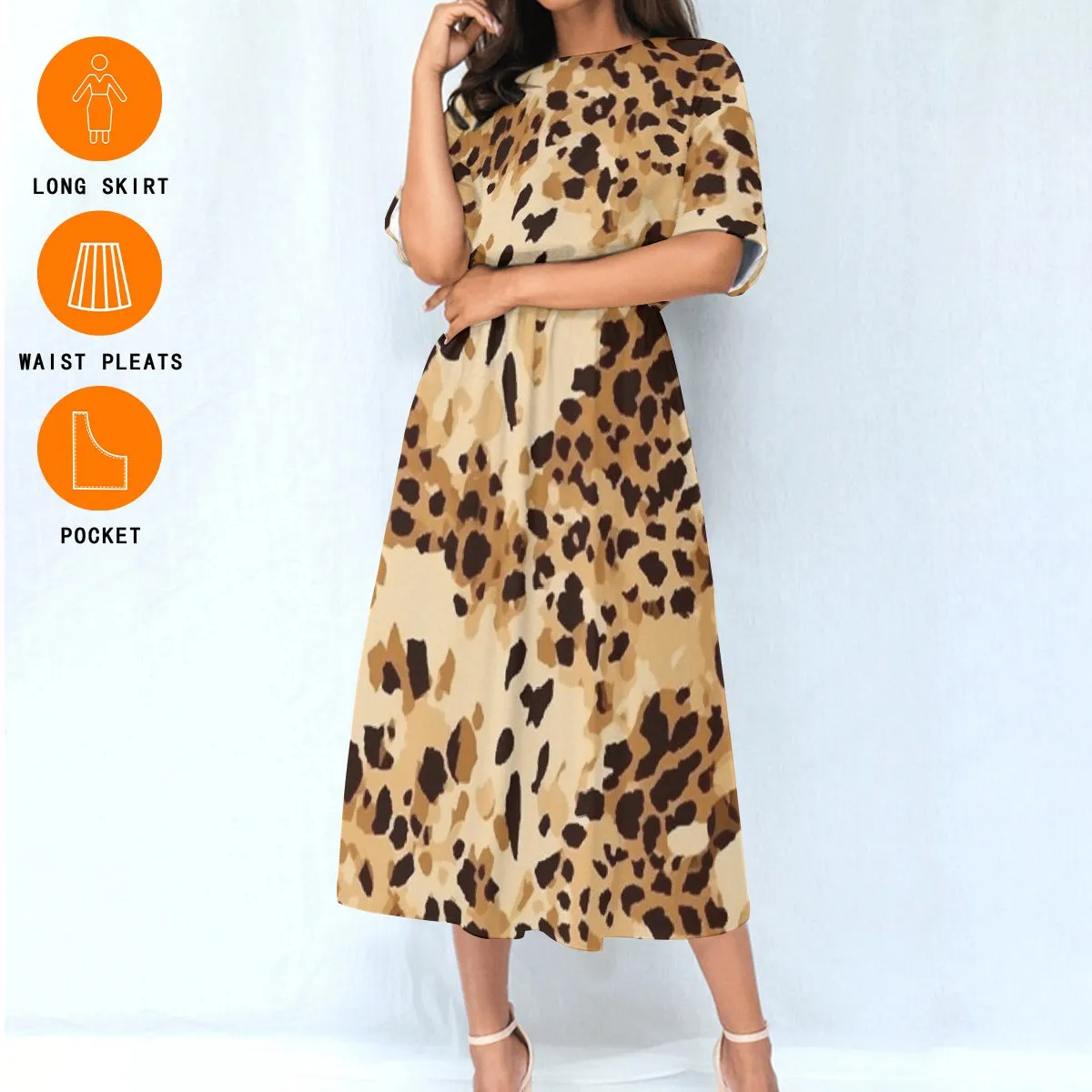 Leaping Leopard | Elastic Waist Dress