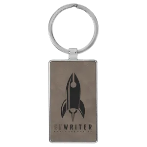 Leatherette/Metal Gray Keychain