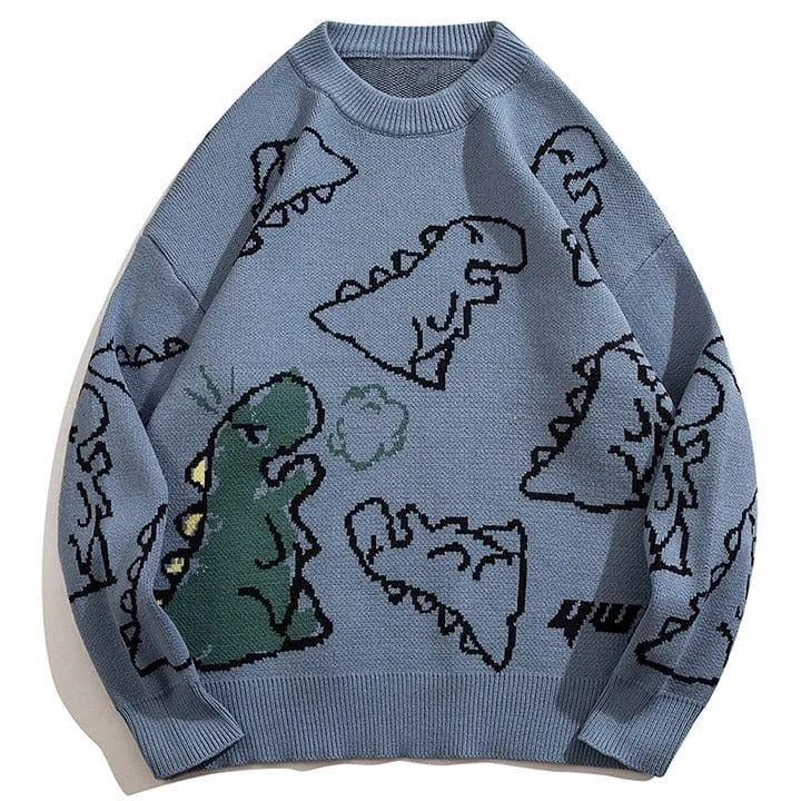 LEMANDIK Cartoon Dinosaur Pattern Sweater