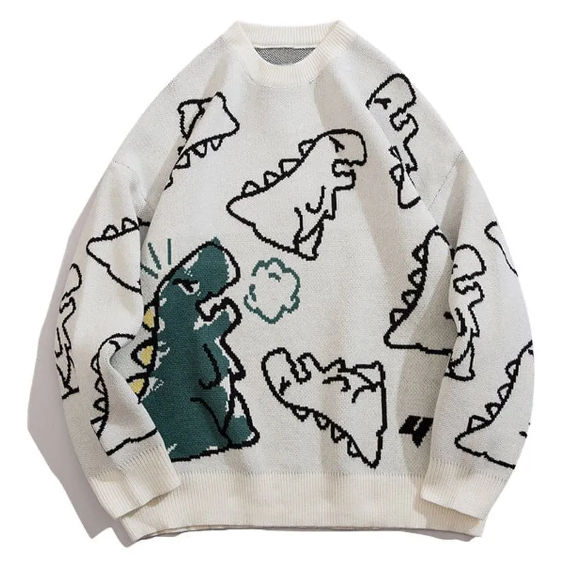 LEMANDIK Cartoon Dinosaur Pattern Sweater