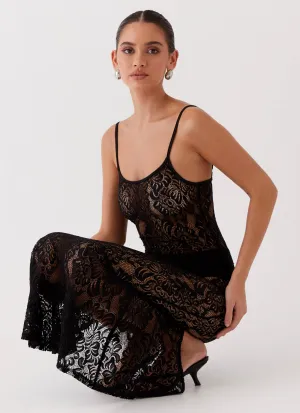 Leona Lace Maxi Dress - Black