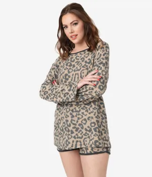 Leopard Print Long Sleeve Lounge Shirt