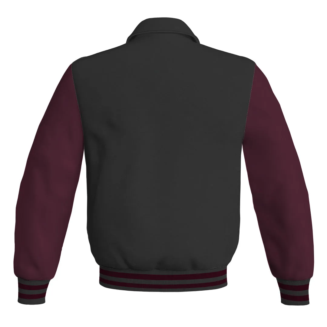 Letterman Varsity Classic Jacket Black Body and Maroon Leather Sleeves