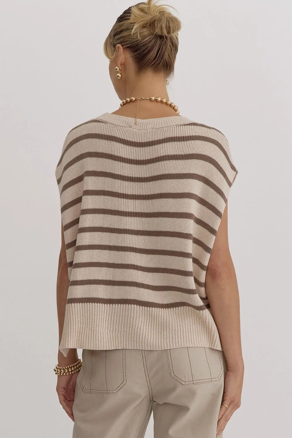 Lettie Fall Striped Sleeveless Knit Top