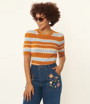 Light Blue & Saffron Stripe Knit Top