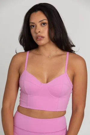 Light Magenta Bustier Sports Bra Top